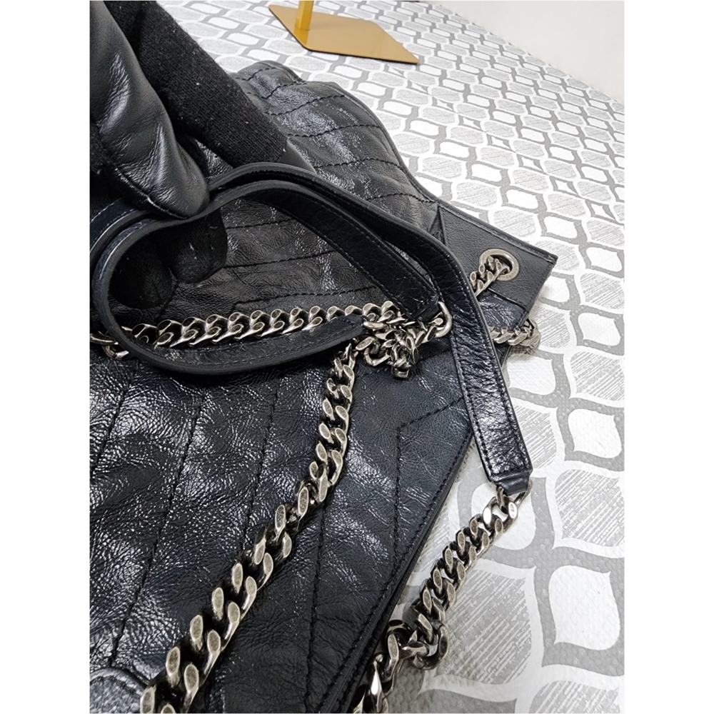 Saint Laurent Crinkled Calfskin Matelasse Monogram Large Niki Shopper Tote Black - Picture 13 of 15
